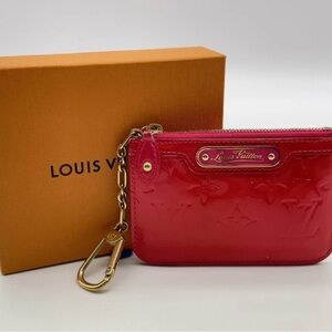 Louis Vuitton Red/Pink Coin Pouch Pochette cle Monogram Vernis